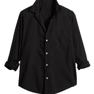 Frank & Eileen Barry Tailored Button-Up Shirt. Women Size Medium in Black.